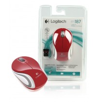 LOGITECH MOUSE WIRELESS M187, Red