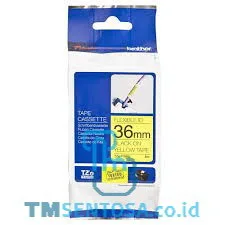 COLOR TAPES 36MM FLEXIBLE BLACK ON YELLOW [TZE-FX661]