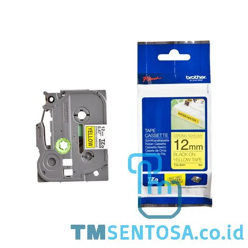 COLOR TAPES 12MM STRONG ADHESSIVE BLACK ON YELLOW [TZE-S631]