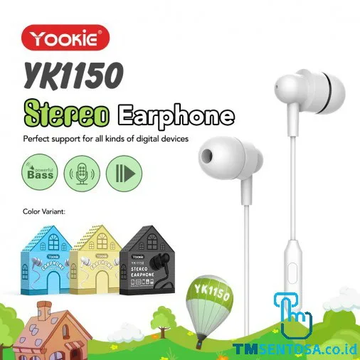 SUPER FIT EARPHONE/HEADSET - MUSIC CONTROL &amp; MEGA BASS (YK1150) - WHITE