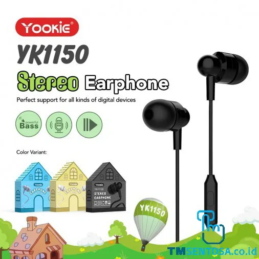 SUPER FIT EARPHONE/HEADSET - MUSIC CONTROL &amp; MEGA BASS (YK1150) - BLACK