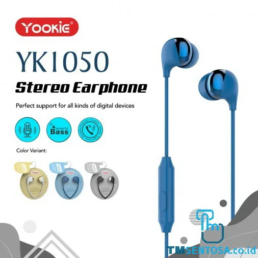 ERGONOMIC EARPHONE/HEADSET - MUSIC CONTROL &amp; MEGA BASS (YK1050) - BLUE