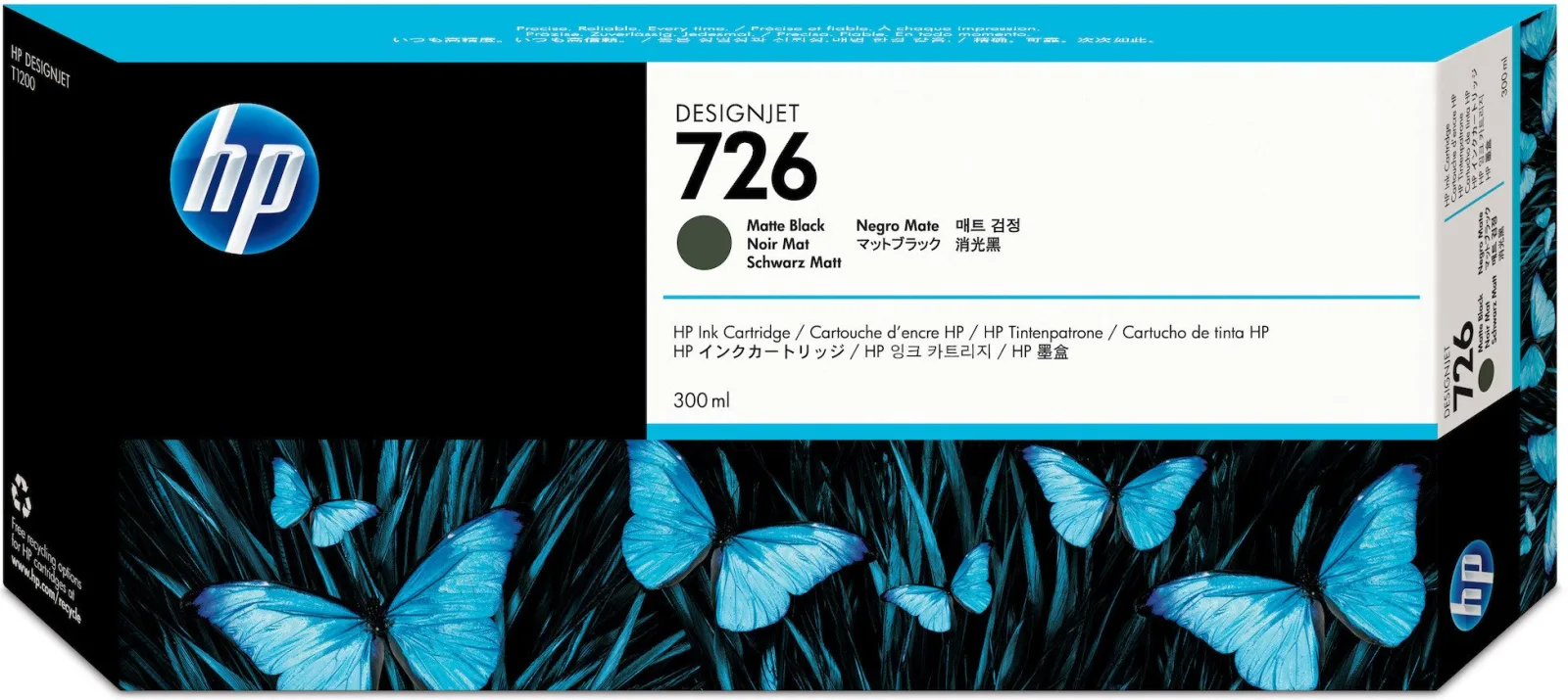 HP 726 300-ml Matte Black Designjet Ink Cartridge [CH575A]