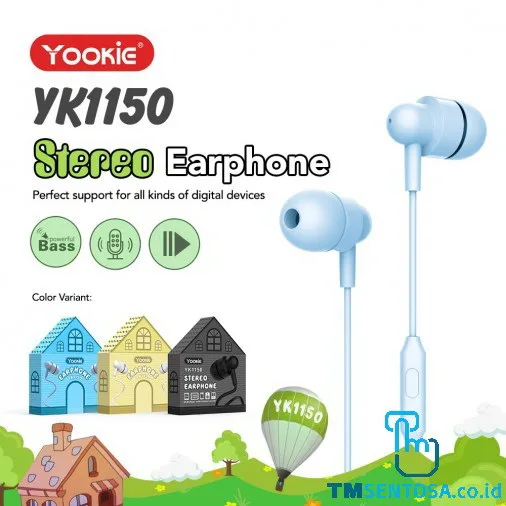 SUPER FIT EARPHONE/HEADSET - MUSIC CONTROL &amp; MEGA BASS (YK1150) - BLUE