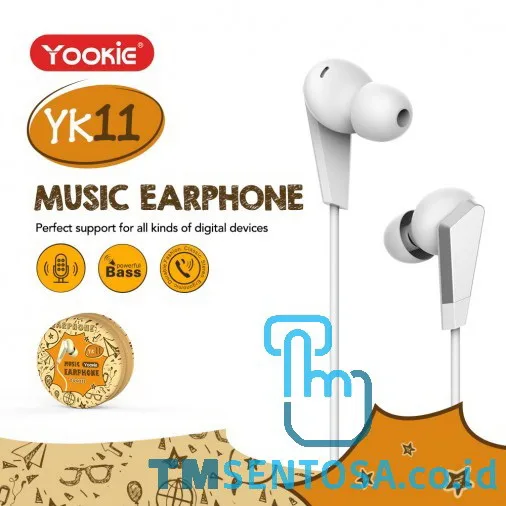 EARPHONE / HEADSET WITH MUSIC CONTROL &amp; POWERFUL BASS (YK11) - WHITE