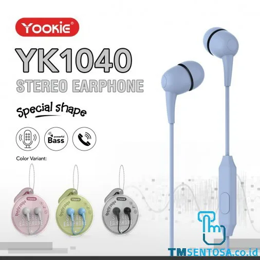 STEREO EARPHONE / HEADSET WITH MIC &amp; CABLE (YK1040) - BLUE