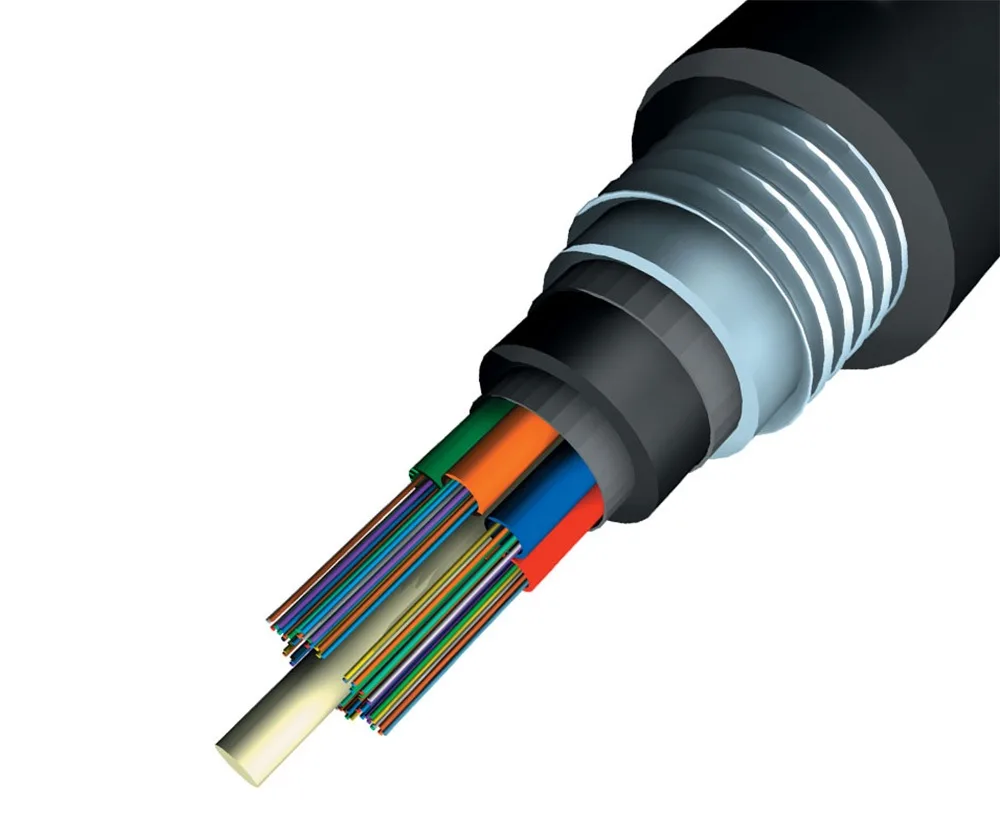 Fiber Optic Cable Double Jacket Armoured Direct Buried G652D 4c