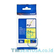 COLOR TAPES 24MM FLEXIBLE BLACK ON YELLOW [TZE-FX651]